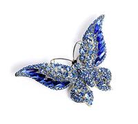 Spilla a farfalla con strass Imperatrice monarca, grande cristallo blu, accessori per abiti da matrimonio, Natale, compleanno