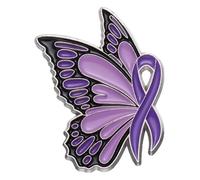 Spilla a farfalla: rosa, viola - aiuto per il cancro al seno, Klein, Metallo non prezioso