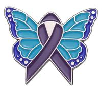 Spilla a farfalla: rosa, viola - aiuto per il cancro al seno, Klein, Metallo non prezioso