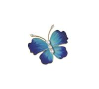 Spilla a farfalla smaltata sfumata - Spilla a due colori con cristalli per donne, spilla floreale viola e blu, One Size, Metallo, Non pietra preziosa