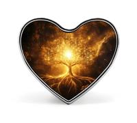 Spilla a forma di albero con simboli geometrici sacri dorati, spilla a forma di cuore, spille da bavero, cravatta, abiti, accessori per matrimoni, compleanni, per uomini e donne, Love form, Metallo