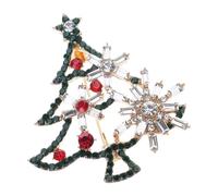 Spilla a forma di albero con strass luccicanti, elegante, in lega, da donna, per feste di Natale, da indossare, Misura unica, come descritto