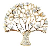 Spilla a forma di albero della vita in cristallo di qualità, da donna, con strass, spilla a forma di albero di Natale, gioiello, Medium, Metallo