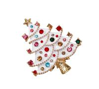 Spilla a forma di albero di Natale con strass, accessorio elegante per feste e appuntamenti, Misura unica, come descritto