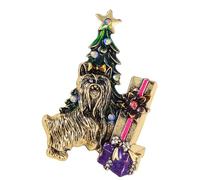 Spilla a forma di albero di Natale e cane per amanti degli animali domestici, elegante e robusta, accessorio per abbigliamento stagionale, uso quotidiano, spilla alla moda