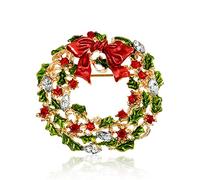 Spilla a forma di albero di Natale, elegante spilla in lega con strass, design a forma di ghirlanda di Babbo Natale, 4 cm, pratica e professionale