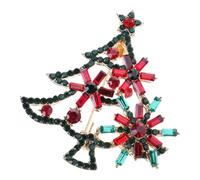 Spilla a forma di albero di Natale in lega con strass di cristallo festivo, gioiello per donne da indossare e regalare a un albero di Natale, Misura unica, come descritto
