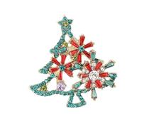 Spilla a forma di albero di Natale in lega con strass di cristallo, gioiello da donna per feste e regali di Natale, Misura unica, come descritto