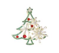 Spilla a forma di albero di Natale in lega con strass di cristallo, gioiello da donna per feste e regali di Natale, Misura unica, come descritto