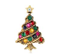 Spilla a forma di albero di Natale, per donne e uomini, con strass multicolore e cristalli austriaci, in stile art deco, accessori per abiti festivi per cappelli, borse, abiti, cravatte, cardigan