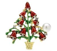 Spilla a forma di albero di Natale, per donne e uomini, smaltata, 4,2 x 4 cm