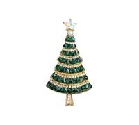 Spilla a forma di albero di Natale per uomini e donne, spilla da bavero verde scintillante con finto cristallo per abiti da festival, accessori e regali