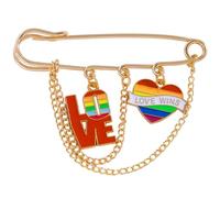 Spilla a forma di amore colorata in lega con design a catena, elegante per ogni occasione, distintivo artistico sul petto, One Size, come descritto