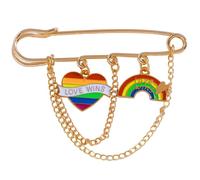 Spilla a forma di amore colorata in lega con design a catena, elegante per ogni occasione, distintivo artistico sul petto, One Size, come descritto