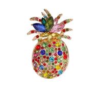 Spilla a forma di ananas con strass brillanti, realizzata in lega robusta, ideale per l'uso quotidiano, spilla colorata a forma di ananas multicolore con design abbagliante, perfetta come accessorio
