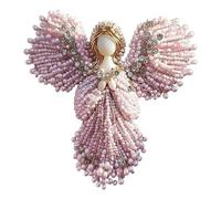 Spilla a forma di angelo con perle fatta a mano, elegante spilla con perle per donna, regalo ricordo spirituale, Natale, stile versatile, abbraccia un tocco di eleganza divina (Pink)