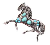 Spilla a forma di animale | Gioiello retrò ed elegante con perline blu a forma di cavallo, spille animalier, per cappello maglione scialle zaino sciarpa vestito e abbigliamento, Se référer au