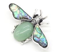 Spilla a forma di ape con pietra e conchiglia simulata e pendente for accessori moda(C10371-10)