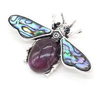 Spilla a forma di ape con pietra e conchiglia simulata e pendente for accessori moda(C10371-3)