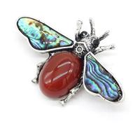 Spilla a forma di ape con pietra e conchiglia simulata e pendente for accessori moda(C10371-4)