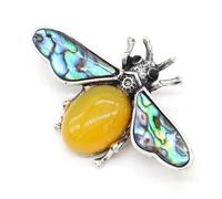 Spilla a forma di ape con pietra e conchiglia simulata e pendente for accessori moda(C10371-6)