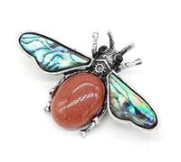 Spilla a forma di ape con pietra e conchiglia simulata e pendente for accessori moda(C10371-7)