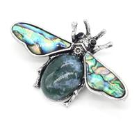 Spilla a forma di ape con pietra e conchiglia simulata e pendente for accessori moda(C10371-9)