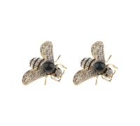 Spilla a forma di ape con strass e perle, colore: nero, 4x3cm, Plastica, come descrizione