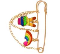 Spilla a forma di arcobaleno in lega, a tema amore, per uso quotidiano o eventi speciali, elegante spilla a catena, One Size, come descritto