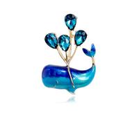 Spilla a forma di balena blu a forma di palloncino, per vestiti da ragazza carina, Pietra Vetro Pietra Smalto Vetro, Zirconia cubica Agata Ossidiana