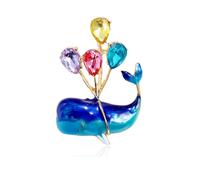 Spilla a forma di balena blu a forma di palloncino, per vestiti da ragazza carina, Pietra Vetro Pietra Smalto Vetro, Zirconia cubica Agata Ossidiana