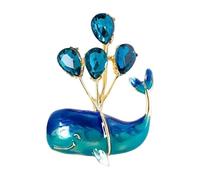 Spilla a forma di balena blu con palloncini galleggianti in lega robusta strass accenti unisex scuola evento palloncino accessorio spilla, Misura unica, come descritto