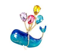 Spilla a forma di balena blu con palloncini galleggianti in lega robusta strass accenti unisex scuola evento palloncino accessorio spilla, Misura unica, come descritto