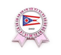 Spilla a forma di bandiera dello Stato americano, con contorno dell'Ohio rosa, per vincitore, Medio, Metallo