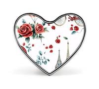 Spilla a forma di bicicletta con fiori della Torre Eiffel di Parigi, per donne e uomini, con simpatico distintivo a forma di cuore, per feste e matrimoni.