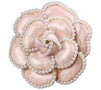 Spilla a forma di camelia in lega, stile coreano, retrò, con perla, a forma di fiore, spilla classica a goccia con fibbia per sciarpa di seta, abbigliamento, rosa intelligente