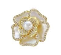 Spilla a forma di camelie alla moda in lega con strass floreale versatile gioielli alla moda lussuosi fiori camelie elegante lega per le donne