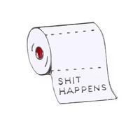 Spilla a forma di carta igienica "Shit Happens", Misura unica, Metallo