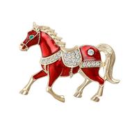 Spilla a forma di cavallo - 4,4 x 3,7 cm - Gioielli creativi in smaltato europei e americani, spilla in strass d'acqua che si scioglie con olio per donne, versatile - accessorio per decorazione di ec