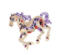 Spilla a forma di cavallo con segno zodiacale simbolico, accessorio in metallo robusto, accessorio per tutto l'anno, stile festivo, accessorio per dichiarazioni, Misura unica, come descritto