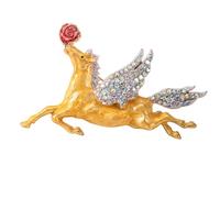 Spilla a forma di cavallo con segno zodiacale simbolico, accessorio in metallo robusto, per tutto l'anno, festivo, dichiarazioni, feste, gioielli per cavalli, One Size, come descritto
