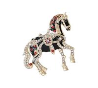 Spilla a forma di cavallo con strass, accessorio smaltato a forma di animale con dettagli in cristallo, da indossare tutti i giorni, accessorio alla moda per cavalli, One Size, come descritto