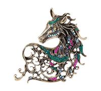 Spilla a forma di cavallo decorata con strass retrò spilla da bavero in lega accessorio per gioielli culturali per donne abbigliamento abbigliamento retrò spilla cavallo gioielli animali