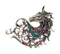 Spilla a forma di cavallo in lega retrò con strass spilla decorativa da donna per abito da sera abito casual retrò gioielli animali cavallo