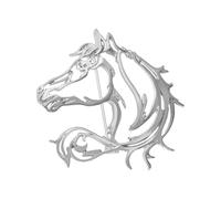 Spilla a forma di cavallo zodiacale contemporanea, a doppio colore, con finitura versatile, accessorio per abbigliamento scavato, One Size, come descritto