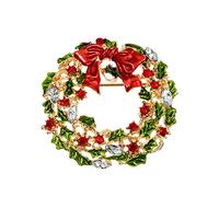 Spilla a forma di cerchio con fiore di Natale con strass, decorazione ornamentale, regalo durevole e intelligente