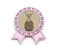 Spilla a forma di cervo con occhiali, effetto artistico, colorata, rosa, per vincitore del premio, Medio, Metallo