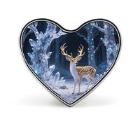 Spilla a forma di cervo nella foresta di cristallo, spilla a forma di cuore, spilla personalizzata in metallo squisita, decorazione a forma di cuore, spilla per abbigliamento, zaino, cappello, giacche