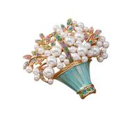 Spilla a forma di cesto di fiori a goccia blu con perno di sicurezza, accessorio in lega facile da usare per abiti, cappelli o borse, spilla versatile a forma di fiore, Misura unica, come descritto