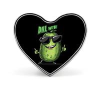 Spilla a forma di cetriolo con scritta "Dill With It" per donne e uomini, spilla a forma di cuore per feste e matrimoni.
